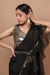 Buy_Rishi & Vibhuti_Black Organza Ruffle Saree With Blouse_Online_at_Aza_Fashions