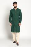 Buy_Rishi and Vibhuti_Green Linen Kurta_at_Aza_Fashions
