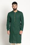 Buy_Rishi and Vibhuti_Green Linen Kurta_Online_at_Aza_Fashions