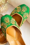 Buy_Kala_Green Cut Dana Masakali Bird Embroidered Juttis _at_Aza_Fashions