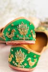 Shop_Kala_Green Cut Dana Masakali Bird Embroidered Juttis _at_Aza_Fashions