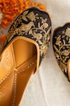 Buy_Kala_Black Gold Zardozi Shyen Embroidered Juttis _Online_at_Aza_Fashions