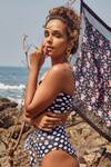 Shop_Rishi and Vibhuti_Black Lycra Polka Dot Print Bikini Set_at_Aza_Fashions