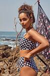 Buy_Rishi and Vibhuti_Black Lycra Polka Dot Print Bikini Set_at_Aza_Fashions