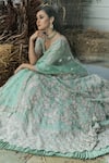 Shop_Varun Chakkilam_Green Organza Boat Hand Embroidered Bridal Lehenga Set  _Online_at_Aza_Fashions