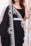 Vasavi Shah_Black Bamberg Silk Embroidered Pearl Work Round Drape And Palazzo Set  _Online_at_Aza_Fashions