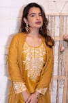 Vasavi Shah_Yellow Bamberg Silk Embroidered Aari Work Round Kurta Sharara Set  _Online_at_Aza_Fashions
