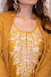 Buy_Vasavi Shah_Yellow Bamberg Silk Embroidered Aari Work Round Kurta Sharara Set  _Online_at_Aza_Fashions