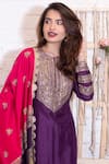 Shop_Vasavi Shah_Purple Bamberg Silk Embroidered Dori Work Round Anarkali Set _at_Aza_Fashions