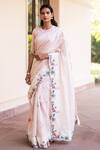 Buy_Vaayu_White Cotton Chanderi Saree_at_Aza_Fashions