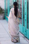 Shop_Vaayu_White Metallic Tissue Saree With Applique Blouse_at_Aza_Fashions