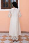 Shop_Vaayu_White Muslin Cotton Applique Floral Motifs Crew Kurta With Pant Set  _at_Aza_Fashions