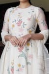 Shop_Vaayu_White Muslin Cotton Floral Motifs Crew Applique Anarkali With Printed Dupatta _at_Aza_Fashions