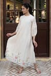 Buy Vaayu White Muslin Cotton Floral Motifs Crew Neck Bishop Sleeves Kurta Online at Aza Fashions Buy_Vaayu_White Muslin Cotton Floral Motifs Crew Neck Bishop Sleeves Kurta _Online_at_Aza_Fashions