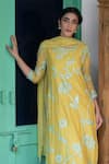 Vaayu_Yellow Cotton Chanderi Round Embroidered Kurta Set _Online_at_Aza_Fashions