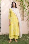 Vaayu_Yellow Chanderi Embroidered Palazzo Set_Online_at_Aza_Fashions