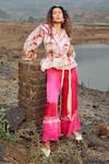 Buy_Babita Malkani_Pink Organza Tie Dye Jacket And Pant Set_at_Aza_Fashions