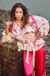 Babita Malkani_Pink Organza Tie Dye Jacket And Pant Set_Online_at_Aza_Fashions