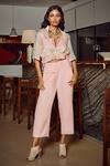 Buy_Babita Malkani_Peach Italian Crepe Stand Collar Tie Dye Top And Pant Set _at_Aza_Fashions