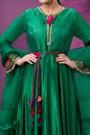 Label Niti Bothra_Green Kora Silk Mughal Round Floral Applique Anarkali With Dupatta _Online_at_Aza_Fashions