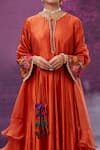 Buy_Label Niti Bothra_Orange Kora Silk Mughal Round Applique Anarkali With Dupatta _Online_at_Aza_Fashions