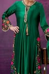 Buy_Label Niti Bothra_Green Kora Silk Applique Mughal Round Kurta Pant Set _Online_at_Aza_Fashions