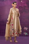 Buy_Label Niti Bothra_Ivory Kora Silk Applique Mughal Round Floral Kurta Set _Online_at_Aza_Fashions