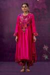 Label Niti Bothra_Pink Kora Silk Applique Mughal Round Kurta And Palazzo Set _Online_at_Aza_Fashions