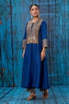 Buy_Label Niti Bothra_Blue Silk Zari Jaal Round Embroidered Yoke Kurta And Palazzo Set _at_Aza_Fashions