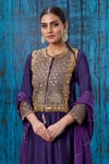 Label Niti Bothra_Purple Silk Zari Jaal Round Work Kurta And Palazzo Set _Online_at_Aza_Fashions