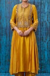 Label Niti Bothra_Yellow Silk Zari Jaal Round Work Yoke Kurta And Palazzo Set _Online_at_Aza_Fashions