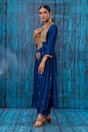 Label Niti Bothra_Blue Silk Marodi, Tikki, Zardozi Round Embroidered Kurta And Palazzo Set _Online_at_Aza_Fashions
