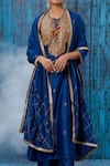 Buy_Label Niti Bothra_Blue Silk Marodi, Tikki, Zardozi Round Embroidered Kurta And Palazzo Set _Online_at_Aza_Fashions