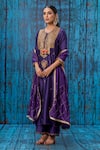 Label Niti Bothra_Purple Silk Embroidered Tikki Round Neck Kurta And Palazzo Set _Online_at_Aza_Fashions