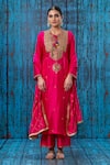 Buy_Label Niti Bothra_Pink Silk Marodi, Tikki, Zardozi Round Cutwork Sleeve Kurta And Palazzo Set _at_Aza_Fashions