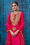 Buy_Label Niti Bothra_Pink Silk Marodi, Tikki, Zardozi Round Cutwork Sleeve Kurta And Palazzo Set _Online_at_Aza_Fashions