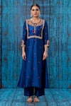Buy_Label Niti Bothra_Blue Silk Round Colourful Coin Work Kurta And Palazzo Set _at_Aza_Fashions