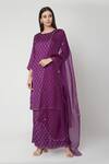 Buy_Ruchira Nangalia_Purple Kurta Modal Satin Dupatta Organza Round Handblock Print Palazzo Set_at_Aza_Fashions
