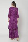 Shop_Ruchira Nangalia_Purple Kurta Modal Satin Dupatta Organza Round Handblock Print Palazzo Set_at_Aza_Fashions