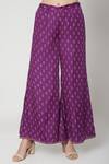 Ruchira Nangalia_Purple Kurta Modal Satin Dupatta Organza Round Handblock Print Palazzo Set_Online_at_Aza_Fashions