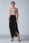 Buy_Saaksha & Kinni_Black Cotton Silk Plain Micro Pleated Skirt_at_Aza_Fashions