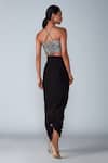 Shop_Saaksha & Kinni_Black Cotton Silk Plain Micro Pleated Skirt_at_Aza_Fashions