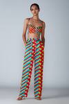 Buy_Saaksha & Kinni_Multi Color Satin Leheriya Print Trouser_at_Aza_Fashions