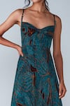 Saaksha & Kinni_Blue Chiffon Printed Abstract Wing Sweetheart Neck Dress _Online_at_Aza_Fashions