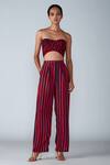 Buy Saaksha & Kinni Blue Satin Striped Print Trouser at Aza Fashions Buy_Saaksha & Kinni_Blue Satin Striped Print Trouser_at_Aza_Fashions
