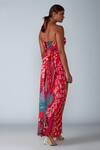 Shop_Saaksha & Kinni_Pink Satin And Chiffon Abstract Bird Print Sweetheart Neck Strapless Maxi Dress_at_Aza_Fashions