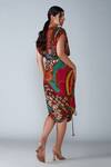 Shop_Saaksha & Kinni_Brown Cotton Silk Abstract Bird Round Saree Dress For Women_at_Aza_Fashions
