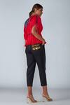 Shop_Saaksha & Kinni_Black Denim Embroidery Thread And Mirror Acid Wash Pants _at_Aza_Fashions