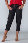 Saaksha & Kinni_Black Denim Embroidery Thread And Mirror Acid Wash Pants _Online_at_Aza_Fashions