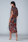 Shop_Saaksha & Kinni_Black Cotton Silk Abstract Bird Round Saree Dress_at_Aza_Fashions